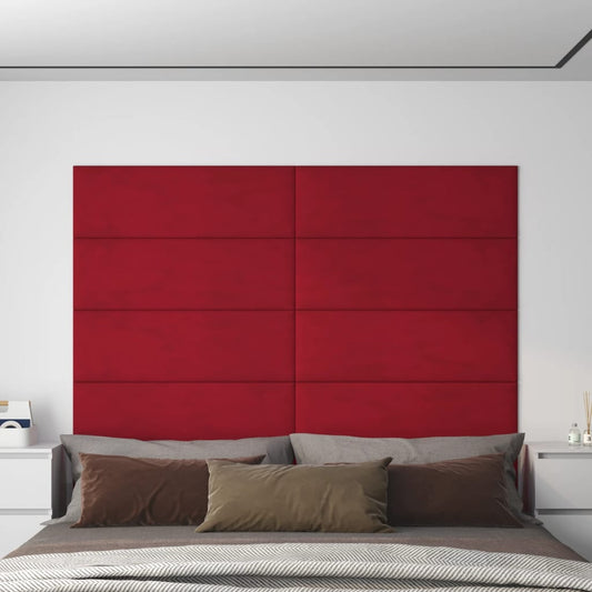 vægpaneler 12 stk. 90x30 cm 3,24 m² fløjl vinrød