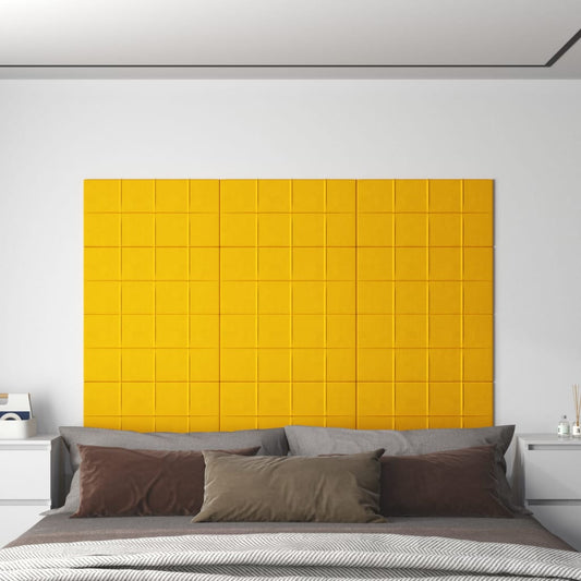 vægpaneler 12 stk. 60x30 cm 2,16 m² fløjl gul