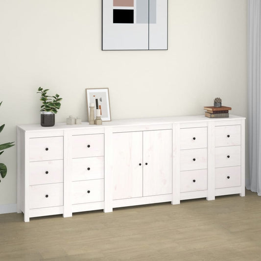 skænk 230x35x80 cm massivt fyrretræ hvid
