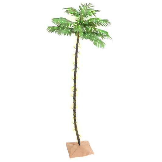 LED-palmetræ 220 cm 136 LED'er varmt hvidt lys hvid