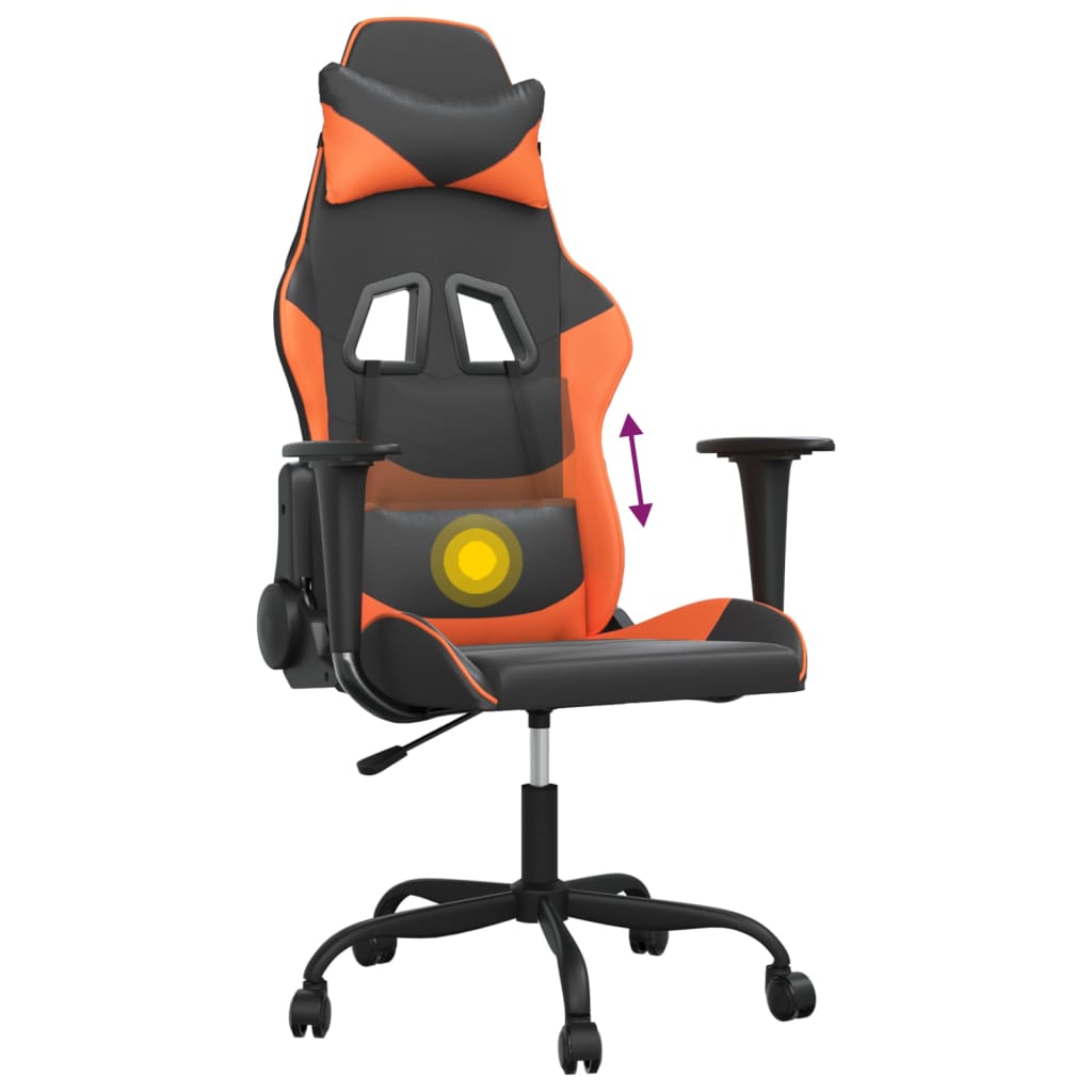 gamingstol m. massagefunktion kunstlæder sort og orange