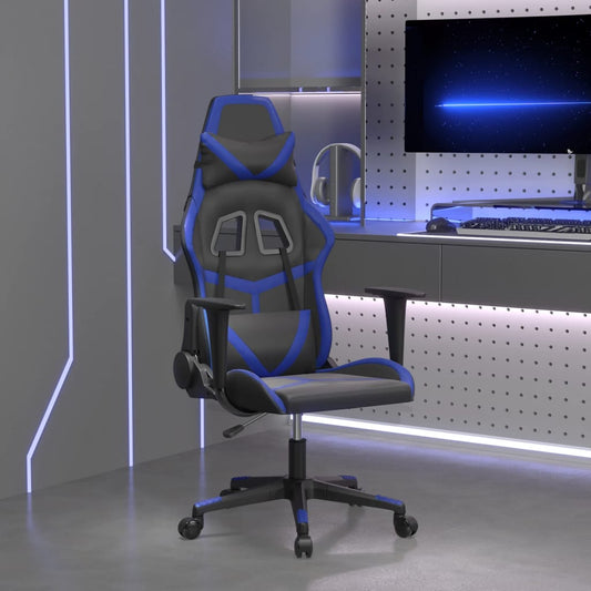gamingstol m. massagefunktion kunstlæder sort og blå