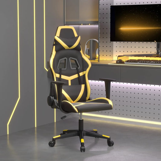 gamingstol m. massagefunktion kunstlæder sort guldfarvet