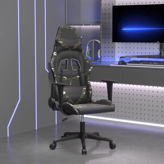 gamingstol m. massagefunktion kunstlæder sort og camouflage