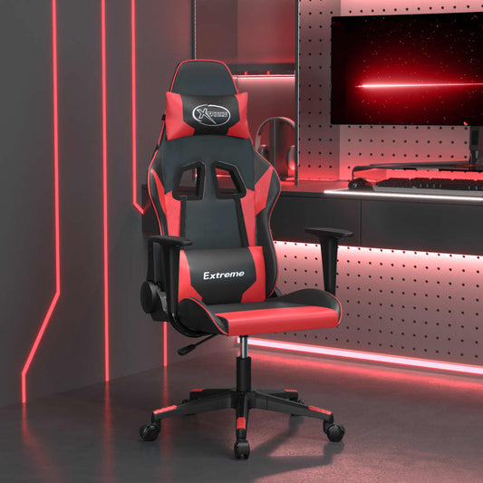 gamingstol m. massagefunktion kunstlæder sort og rød