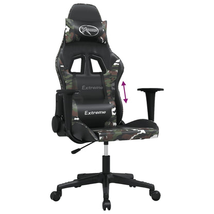 gamingstol m. massagefunktion kunstlæder sort og camouflage