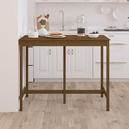 barbord 140x80x110 cm massivt fyrretræ gyldenbrun