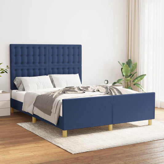 sengeramme uden madras 140x190 cm stof blå