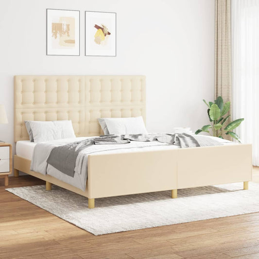 sengeramme uden madras 160x200 cm stof cremefarvet