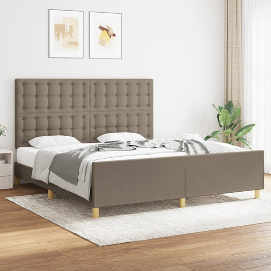 sengeramme med sengegavl 180x200 cm stof gråbrun