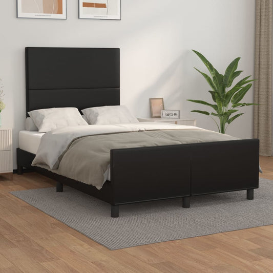 sengeramme med sengegavl 120x200 cm kunstlæder sort