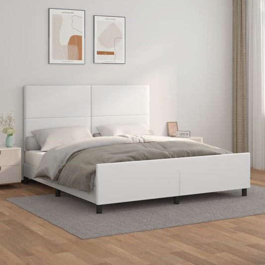 sengeramme med sengegavl 160x200 cm kunstlæder hvid