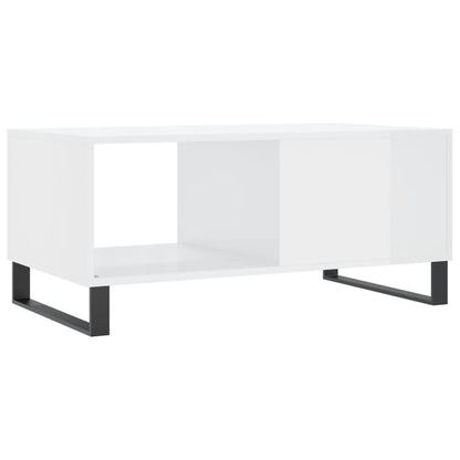sofabord 90x50x40 cm konstrueret træ hvid højglans