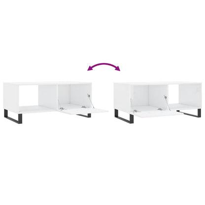sofabord 90x50x40 cm konstrueret træ hvid højglans