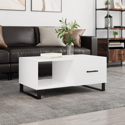 sofabord 90x50x40 cm konstrueret træ hvid højglans