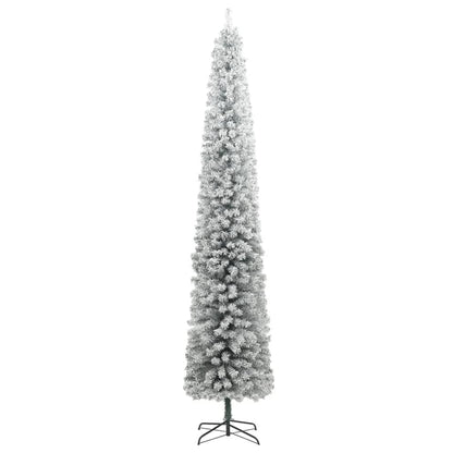 smalt juletræ med juletræsfod og sne 270 cm PVC