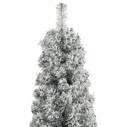 smalt juletræ med juletræsfod og sne 270 cm PVC