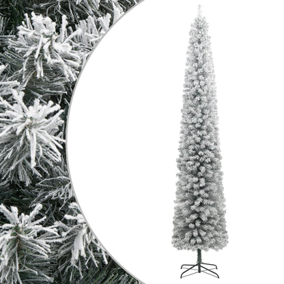 smalt juletræ med juletræsfod og sne 300 cm PVC