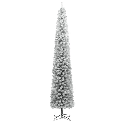 smalt juletræ med juletræsfod og sne 300 cm PVC