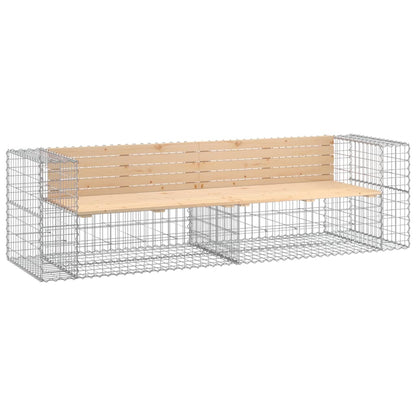 havebænk med gabiondesign 244x71x65,5 cm massivt fyrretræ