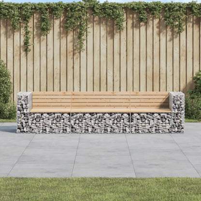 havebænk med gabiondesign 287x71x65,5 cm massivt fyrretræ