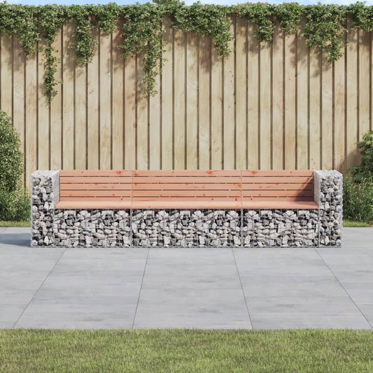 havebænk med gabiondesign 287x71x65,5 cm massivt douglasgran