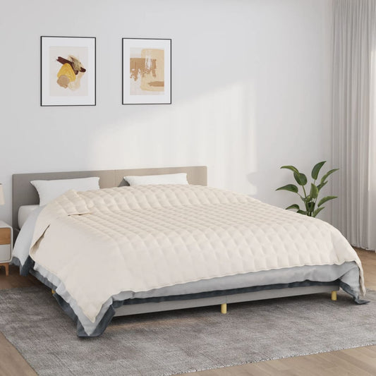 tyngdetæppe 220x260 cm 15 kg stof lys cremefarve