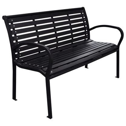 havebænk 116 cm stål og WPC sort