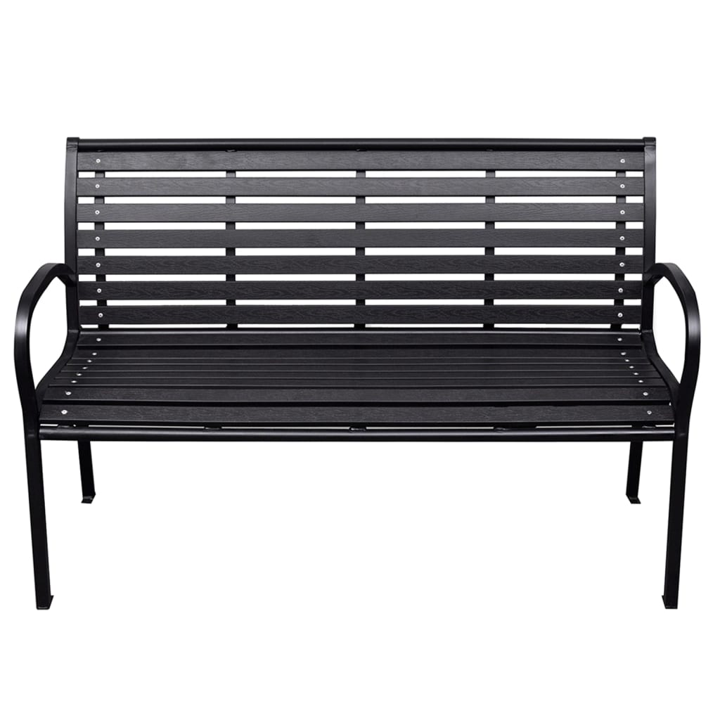 havebænk 116 cm stål og WPC sort