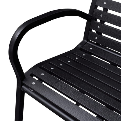 havebænk 116 cm stål og WPC sort