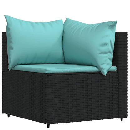 loungesæt til haven 3 dele med hynder polyrattan sort