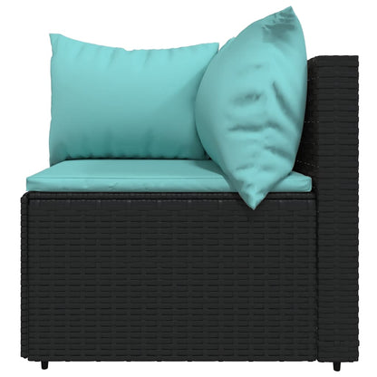 loungesæt til haven 3 dele med hynder polyrattan sort