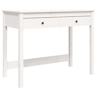skrivebord med skuffer 100x50x78 cm massivt fyrretræ hvid