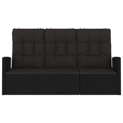 havebænk med hynder 173 cm polyrattan sort