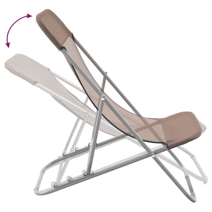 foldbare strandstole 2 stk. textilene pulverlakeret stål brun