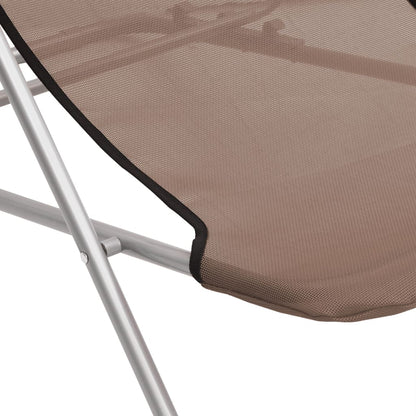 foldbare strandstole 2 stk. textilene pulverlakeret stål brun