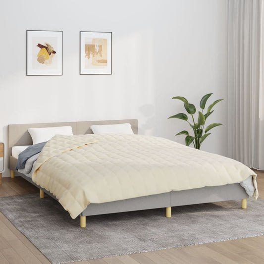tyngdetæppe 220x230 cm 15 kg stof lys cremefarve