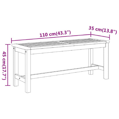 havebænk 110x35x45 cm massivt akacietræ