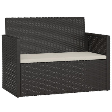 havebænk med hynder 105 cm polyrattan sort