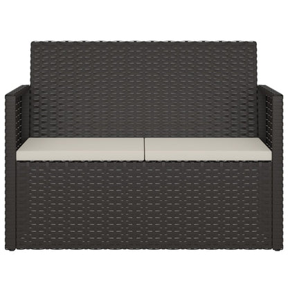 havebænk med hynder 105 cm polyrattan sort