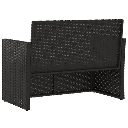havebænk med hynder 105 cm polyrattan sort