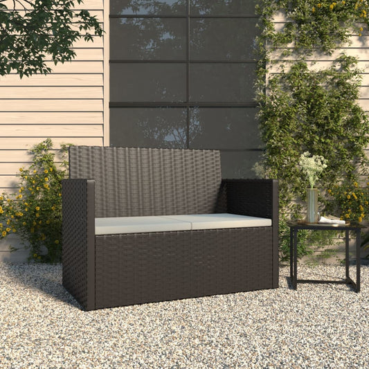 havebænk med hynder 105 cm polyrattan sort