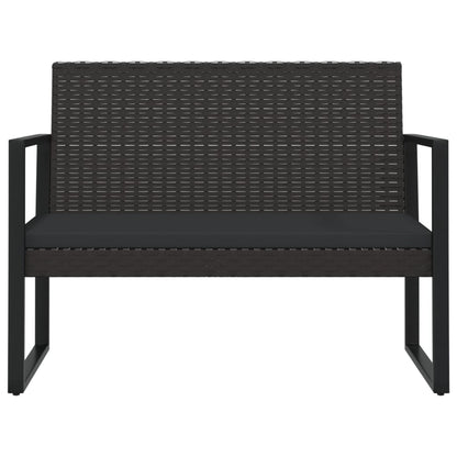 havebænk med hynder 106 cm polyrattan sort
