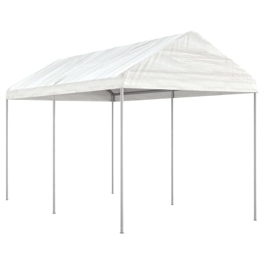 pavillon med tag 4,46x2,28x2,69 m polyethylen hvid