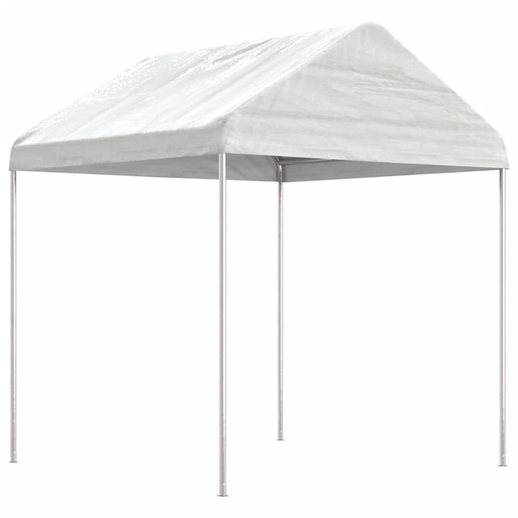pavillon med tag 4,46x2,28x2,69 m polyethylen hvid