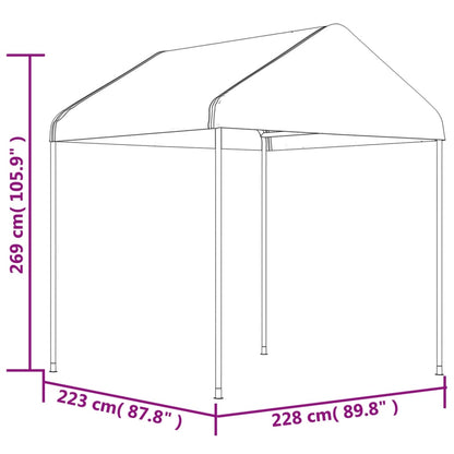 pavillon med tag 4,46x2,28x2,69 m polyethylen hvid