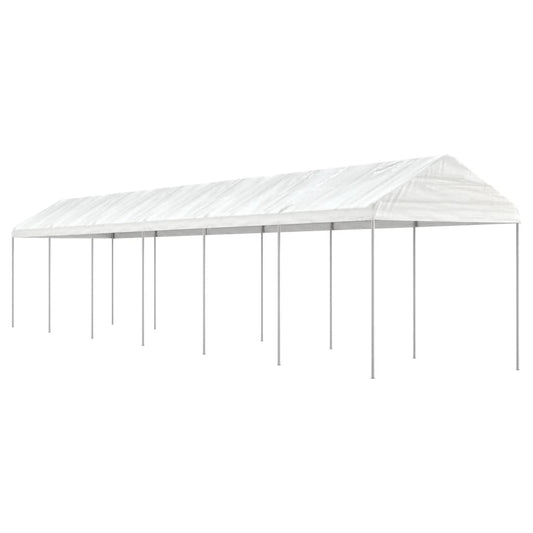 pavillon med tag 13,38x2,28x2,69 m polyethylen hvid