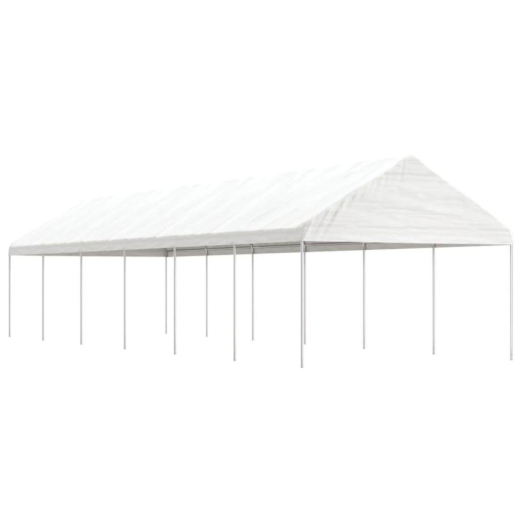 pavillon med tag 13,38x4,08x3,22 m polyethylen hvid