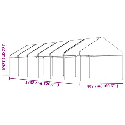 pavillon med tag 13,38x4,08x3,22 m polyethylen hvid