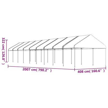 pavillon med tag 20,07x4,08x3,22 m polyethylen hvid
